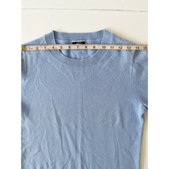 J Crew Cashmere Sweater Women L Light Blue Crew Neck Preppy Lightweight Classic - Picture 5 of 10